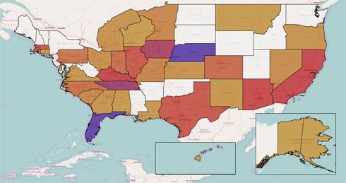 Heatmap of patient requests across US